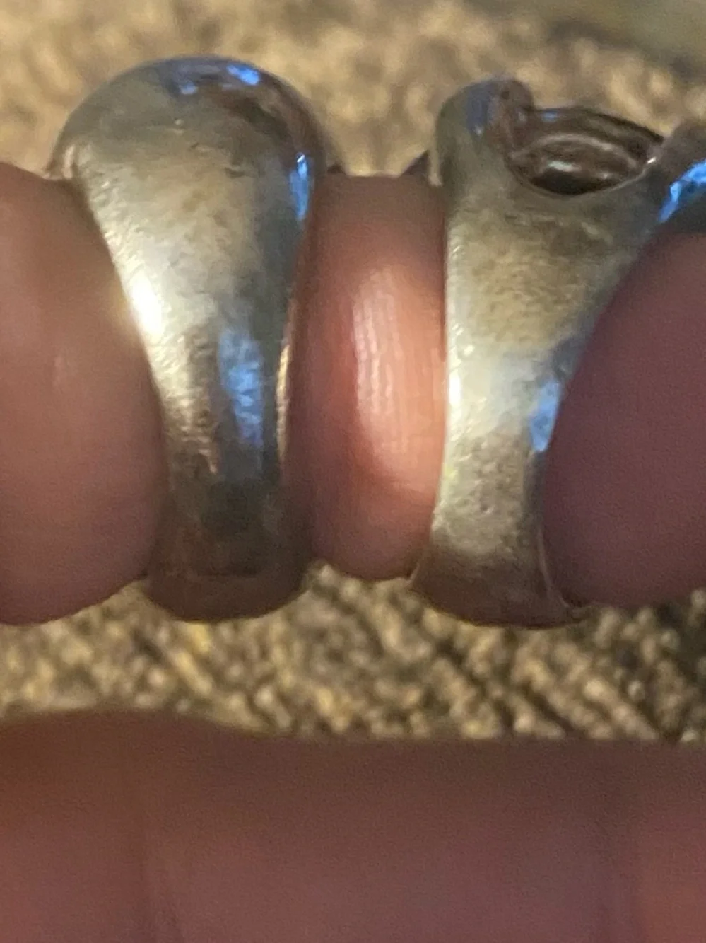 Vintage Cat's Eye Statement Ring Lot (2) Grey Blue & Black Moon Glow Size 6 Boho